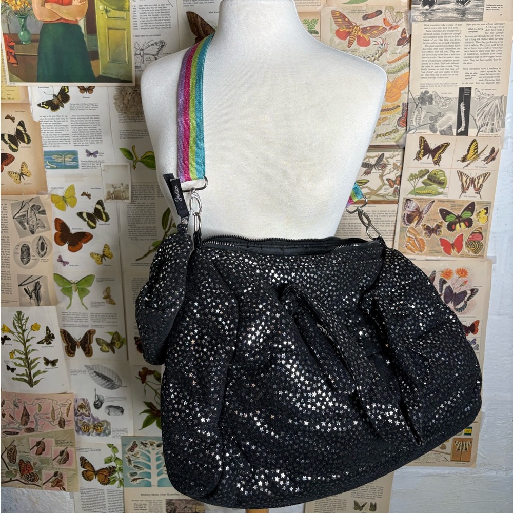 Justice Black Starry Duffle Bag with pouch
